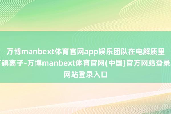 万博manbext体育官网app娱乐团队在电解质里加了碘离子-万博manbext体育官网(中国)官方网站登录入口